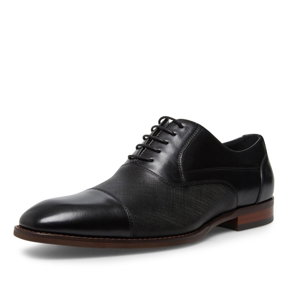 Steve Madden Men's Proctr Cap-Toe Oxford- Size 15- Black Leather